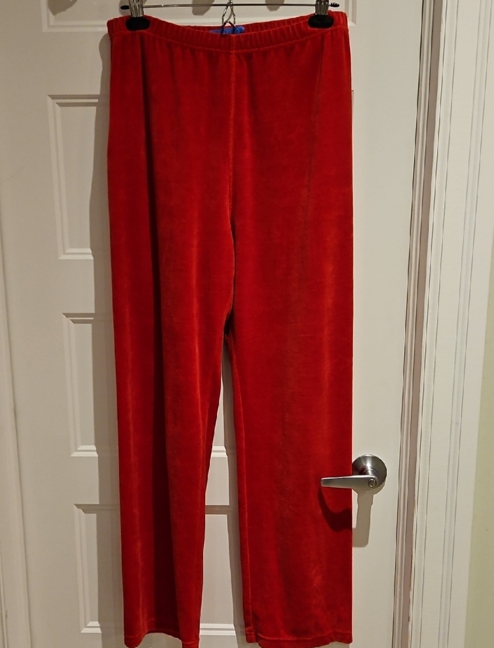 Tabi Active Red Velour Pull-On Wide Leg Pants
